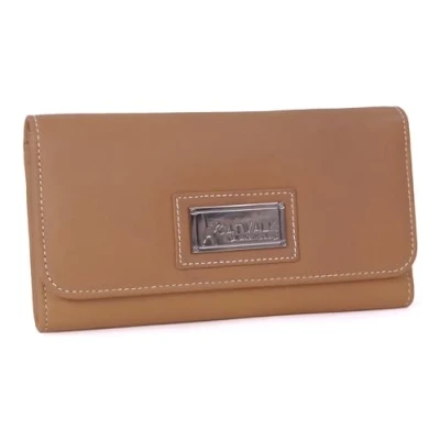 Image of Catwalk Collection Handbags Medium Leather Purse for Women Ladies Wallet with 14 Card Slots &amp; Zip Coin Pocket RFID Protection Gemma Tan