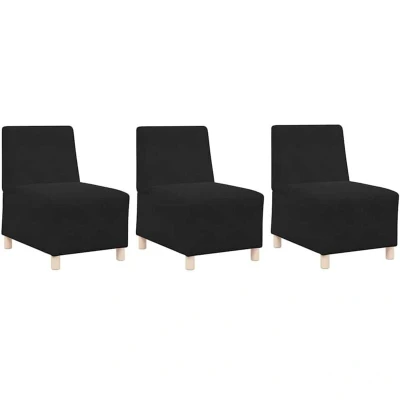 Image of vidaXL Sofa Chairs 3 pcs Black 55 x 74 82 cm Velvet
