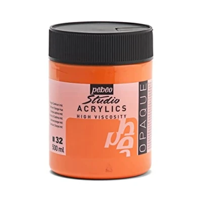 Image of PEBEO 171032 500 ml Studio Acrylic Paint, Cadmium Orange Hue