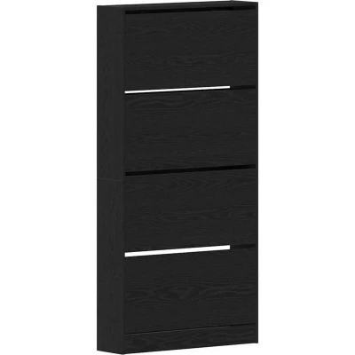 Image of vidaXL Shoe Cabinet Black oak Engineered wood 80 x 21 163.5 cm Durable