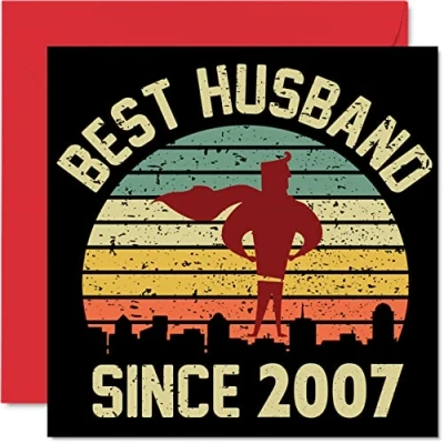 Image of 17th Anniversary Card for Husband from Wife Best Since 2007 I Love You Gifts, Happy Wedding Cards Partner, 145mm x Greeting Seventeenth Anniversaries