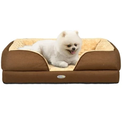 Image of PawHut Dog Sofa Bed Pet Mattress with Removable Washable Cover, Anti Slip Bottom, for Small Sized Dogs, 70L x 50W 18Hcm Brown