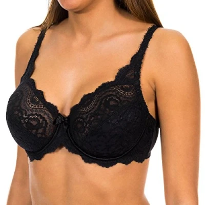 Image of Playtex Womens Underwired non padded lace bra 05832 woman Black Size 38B