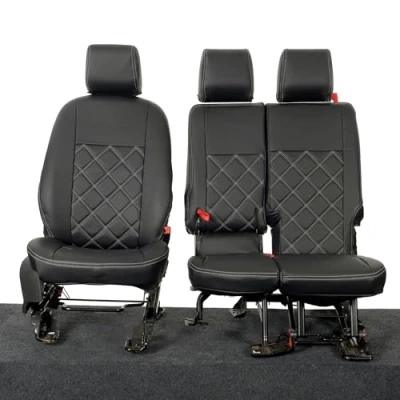 Image of UK Custom Covers Fits Ford Transit Connect (2014 Onwards) Leatherette Front Seat Tailored (Black) SC884B