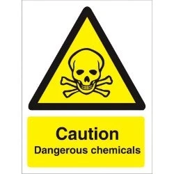 Image of Seco Caution Dangerous Chemicals with Skull &amp; Bones Pictogram Sign, 150mm x 200mm 1mm Semi Rigid Plastic