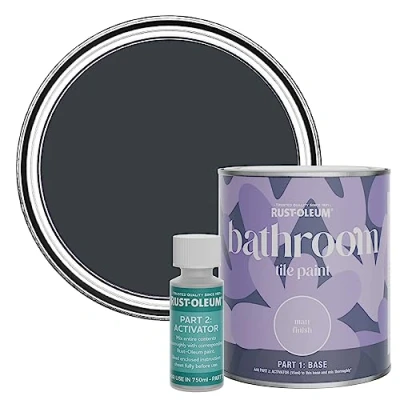 Image of Rust Oleum Grey Water Resistant Bathroom Tile Paint in Matt Finish Anthracite (RAL 7016) 750ml