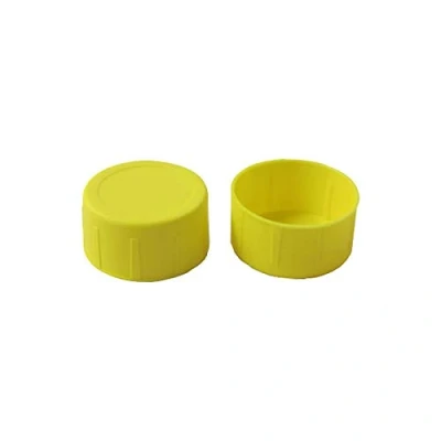 Image of Scaffold Plastic Tube End Caps Yellow Identification 50mm ID Site Safety (100)