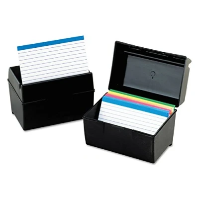 Image of Oxford Plastic Index Card Box, 4 x 6 Inches, 400 Capacity, Black (01461)