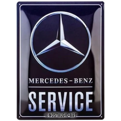 Image of Nostalgic Art Mercedes Benz Retro Tin Sign Service Blue Gift Idea for Car Accessories Fans Metal Vintage Design 30 x 40 cm