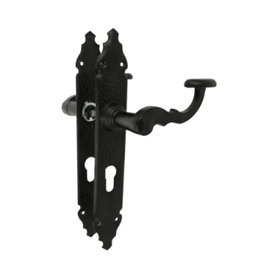 Image of Amig Set of 2 Handles for Passage Doors Mod.100PB90 Keyhole to 70 mm 280 x 45 3.5 Square 8 Use with Mortise Locks Forged Type Zamak Black Finish