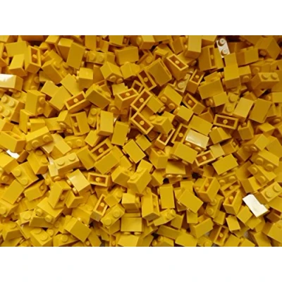 Image of LEGO Bricks: Yellow 1x2. Part 3004 (X 100)