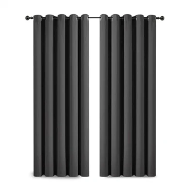 Image of Yorkshire Bedding Blackout Eyelet Curtains for Bedroom 66x90 Inch Super Soft Thermal Insulated Grey Darkening Panels + 2 Tiebacks