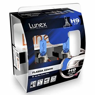 Image of LUNEX H9 PLASMA XENON, Headlight Halogen Bulbs Xenon look 12V 65W PGJ19 5, 5000K duobox (2 units)