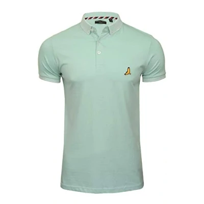 Image of BRAVE SOUL Mens Glover Polo T Shirt Cotton Short Sleeved (Pale Green/Pale Green) S
