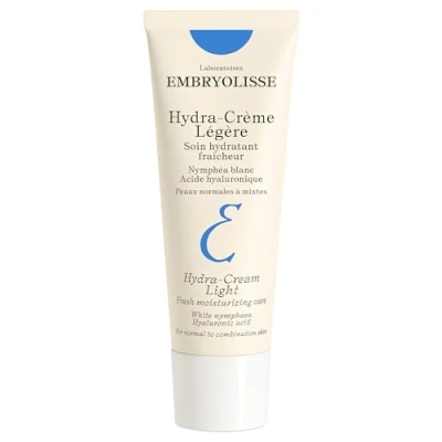 Image of Embryolisse Hydra Cream Light with White Nymphaea and Hyaluronic Acid Lightweight Active Hydration Face for Skin Radiance &amp; Moisture, Brighten Defence Daily Moisturiser 40 ml