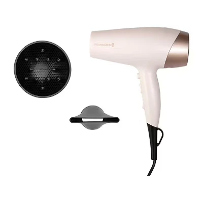 Image of Remington Shea Soft Hair Dryer (Micro Conditioners Enriched with Oil for Sleek Hair, Ionic, Diffuser, Wide Drying Concentrator, 3 Heat / 2 Speed Settings, Cool Shot, 2200W) D4740