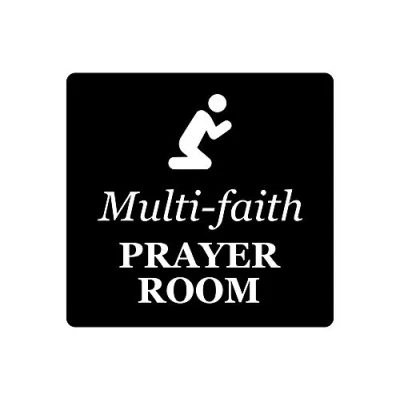 Image of Multi faith Prayer Room Adhesive Door Sign, Gold/Silver/Copper or Black &amp; White (Black White)