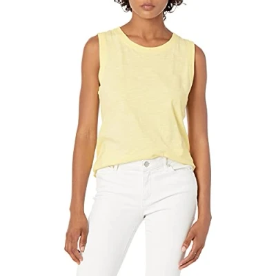 Image of The Drop Women&#039;s Nicole Crewneck Muscle Tank Top, Pastel Yellow, XL