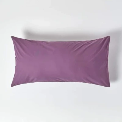 Image of HOMESCAPES Purple Grape Pure Egyptian Cotton King Size Pillowcase 200 TC 400 Thread Count Percale Equivalent Housewife Pillow Case Pack of 2