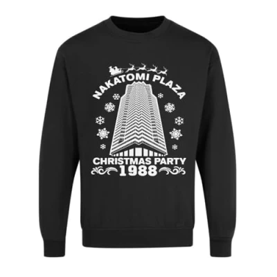 Image of Merch Kingdom Nakatomi Plaza Christmas Sweatshirt Xmas Movie Unisex Jumper Sweater (UK, Alpha, 5XL, Regular, Black)
