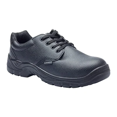 Image of Blackrock S1 P SRC Gibson Safety Shoes, Work Mens Womens Black Steel Toe Cap Wide Fit, Lightweight Leather Footwear, Slip Resistant Security Utility Footwear Size 10