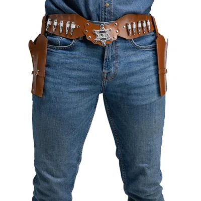 Image of Wicked Costumes Adult Cowboy Belt with Double Holsters Fancy Dress Accessory