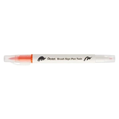 Image of Pentel Brush Sign Pen Twin Tip Orange Pack of 10