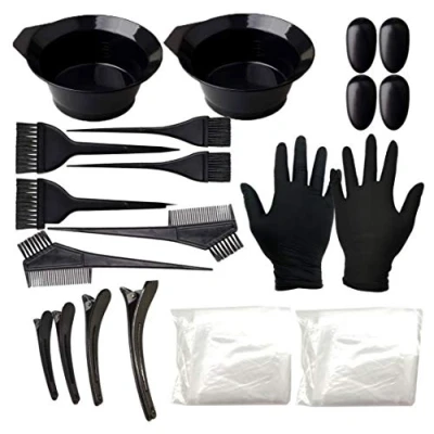 Image of 22 PCS Hair Dye Kit Coloring DIY Beauty Salon Tool Disposable shawl Brush Comb Tinting Bowl Ear Cover Gloves for Tools