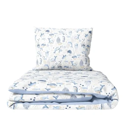 Image of 2 Piece Baby Children Quilt Duvet &amp; Pillow Set 80x70 cm to fit Crib or Pram (Ocean)