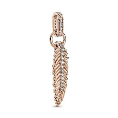 Image of Pandora &#039;Feather&#039; WoMens Gold Plated Metal Charm Rose 789550C01 Tone One Size