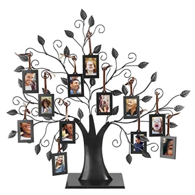 Image of 6 Hanging / 12 Photos Display Tree Family Photo Frame with Design Decorative Table for Picture Display(L)