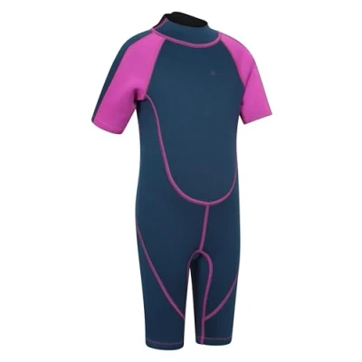 Image of Mountain Warehouse Kids Shorty Wetsuit Flat Seams, Easy Glide Zip Children&#039;s Wetsuit, Neoprene Swimming Adjustable Neck Closure Diving Suit for Surfing, Pink, 9 10 Years