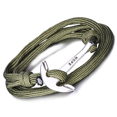 Image of Infinite U Fashion Hope Sailor Anchor Womens Mens Wrap Bracelet Braided Colorful Nylon Rope Alloy Multilayer Charm Wristband Bangle