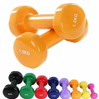 Image of TnP Distribution Cast Iron Dumbbell Weights Set 1.5KG x 2 Coloured Dumbbells Pair