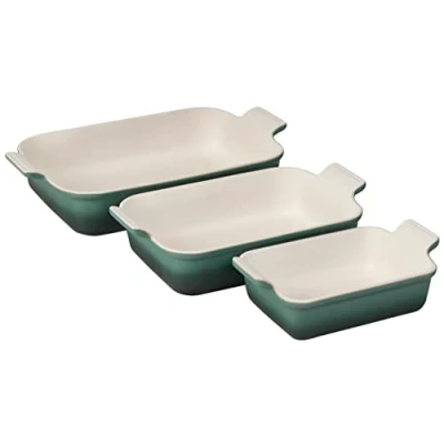 Image of Le Creuset Stoneware Heritage Set 3 Rectangular Dishes, Artichaut