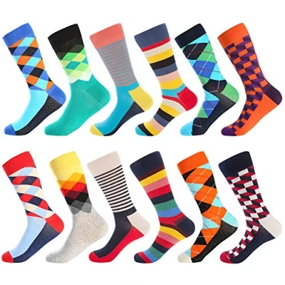 Image of Men&#039;s Fun Dress Socks, Colorful Funky Socks for Men, Fancy Novelty Funny Patterned Casual Combed Cotton Office Socks,Mid Calf Cool Crazy Unique &amp; Striking Design
