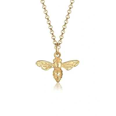 Image of Elli Women Bee Animal Summer 925 Silver Gold Plated Necklace of Length 45cm