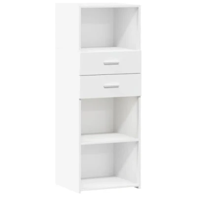 Image of vidaXL Highboard White Engineered Wood Storage Cabinet 45x42.5x124 cm Modern Design, Ample