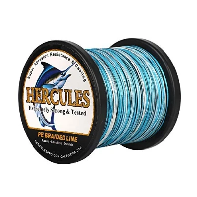 Image of Hercules Braided Fishing Line 2000m 2187yds 10lbs 200lbs Pe Superline 8 Strands (Blue Camo 40lb/18.1kg 0.32mm)