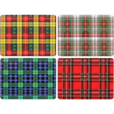 Image of The Leonardo Collection Tartan Table Place Mats Set of 4 Non Slip Washable For Dining Easy to Clean and Mantain Printed Designer Placemats