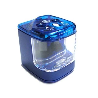 Image of Jakar Blue Electric Double Hole Pencil Sharpener Colour Desktop Battery Or Main Operated
