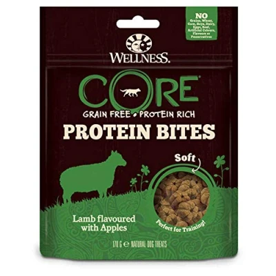 Image of Wellness CORE Dog Protein Bites Soft Grain Free Treats Lamb with Apple 2 x 170g