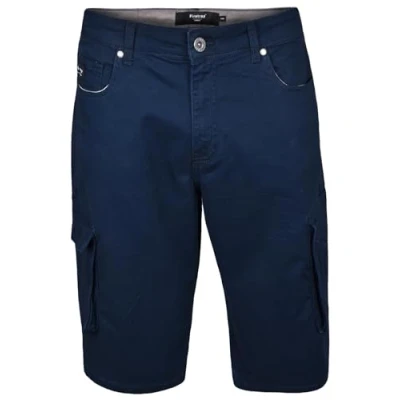 Image of Firetrap Men Shorts Chino Cotton Zip Fly Summer Half Pants with Belt Loops Casual Bottoms Pockets Navy 34