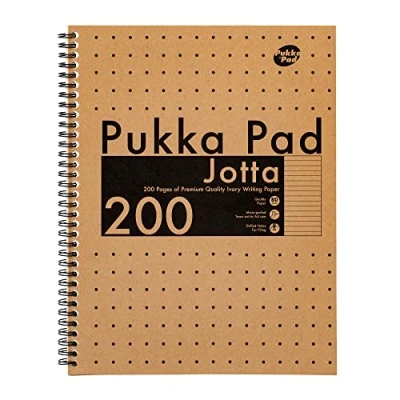 Image of Pukka Pad, Jotta Notebooks Pack of 3 Twin Wirebound 80GSM Paper with 8mm Lines Features Microperforated Edges and 4 Hole Punch Margins (A4)