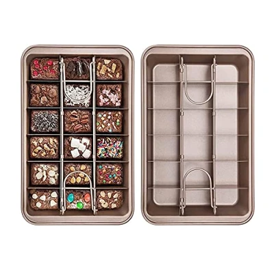 Image of Hniuyun Brownie Pan, Non Stick Pans, Pan with Dividers, 18 Pre Slice Baking Tray, Bakeware for Oven Baking, High Carbon Steel Size 12 X 8 2 Inches
