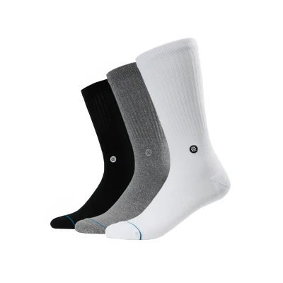 Image of Stance ICON 3 PACK Socks, Size: 5.5 7.5, White/grey/black