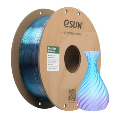 Image of eSUN Clear Rainbow PLA Filament 1.75mm, Translucent Multicolored 3D Printing 1KG Spool (2.2 LBS) for Printers,Purple Blue Cyan