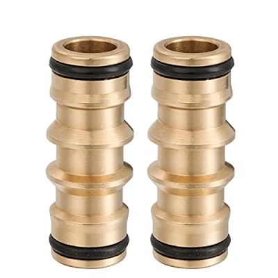 Image of 2 Pcs Double Male Hose Connectors, Quick Connector Brass End Pipe Connectors for Garden Tap