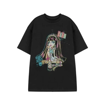 Image of Monster High Cleo Women&#039;s Black T Shirt de Nile Graphic Short Sleeved Tee Retro Halloween Costume Fashion Top Official Merchandise Apparel