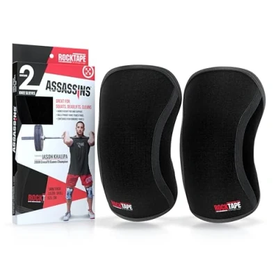Image of Rocktape Black 2 Knee Sleeves, 5mm/Large
